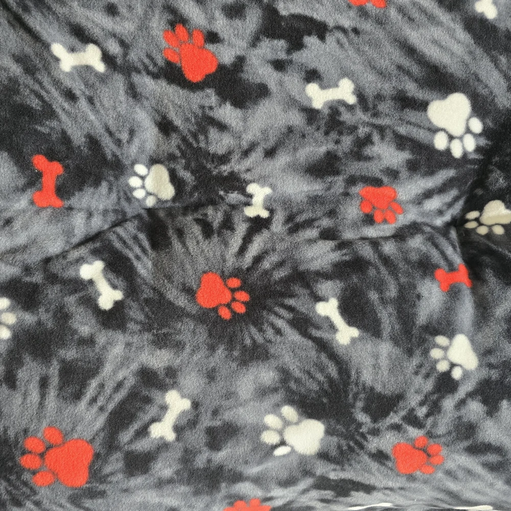Black and Red Pet Bed with Paw Print Design New Large 33x28 Inches